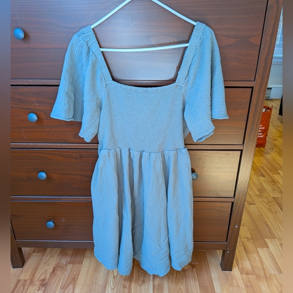 Madewell Green Babydoll Dress SZ LARGE  Gause Material - Picture 1 of 5